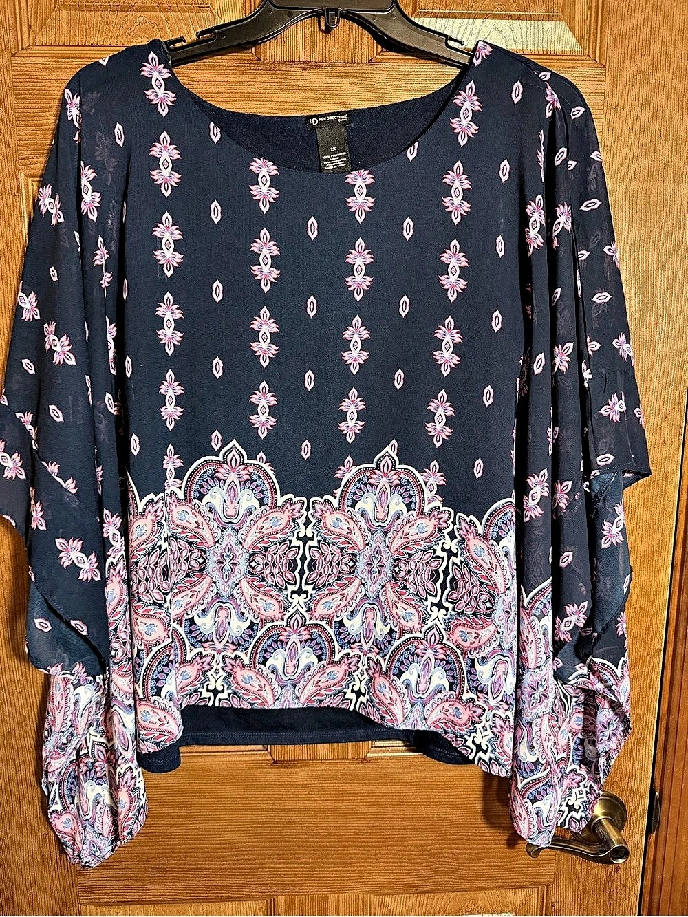 New Directions Paisley Tunic Blue & Pink Size 2X Like New